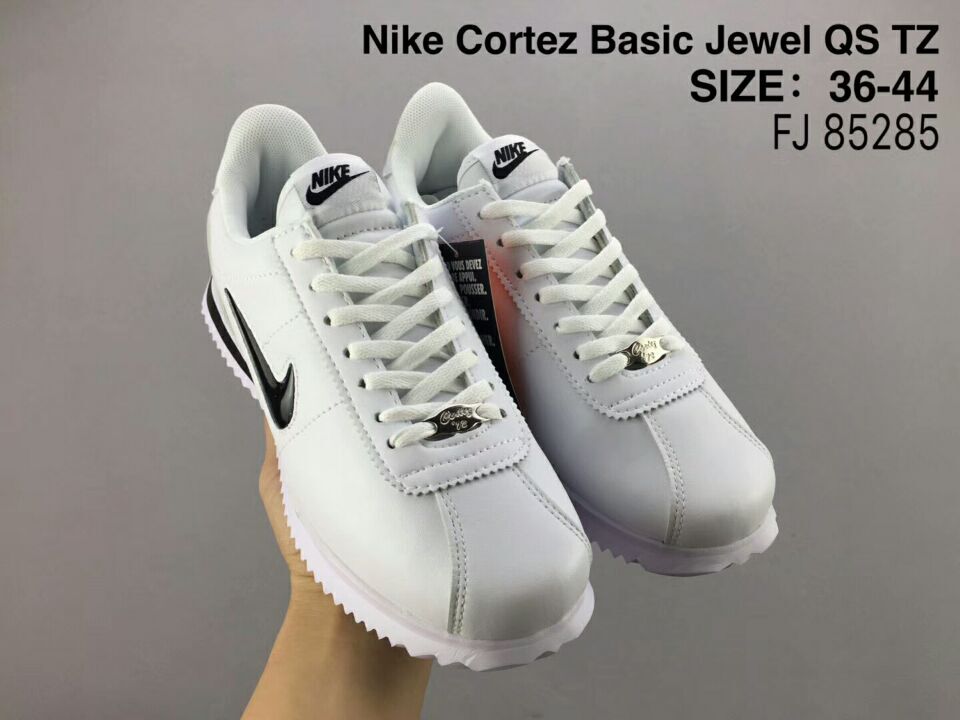 NiKe Cortez Basic Jewel QS TZ White Black Shoes - Click Image to Close